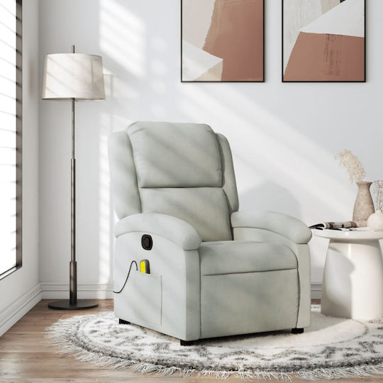 Fotoliu Relax Masaj cu Puf Catifelat Gri deschis 71x86.5x99.5cm