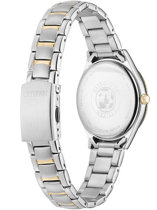Citizen Γυναικείο Ρολόι 34mm Eco - Drive με Ασημί Μεταλλικό Μπρασελέ