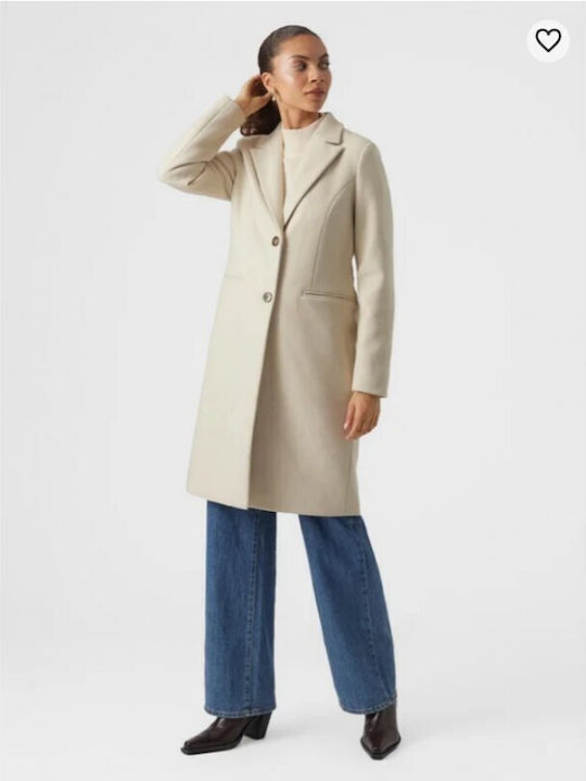 Vero Moda Women's Midi Coat Oatmeal