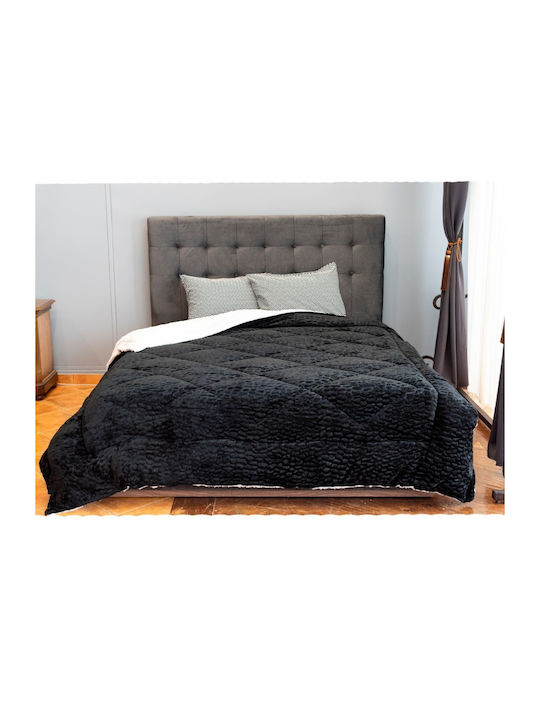 BS Collection Duvet Cover Queen 220x240cm Black Velvet-Black Metal 350 GSMGsm