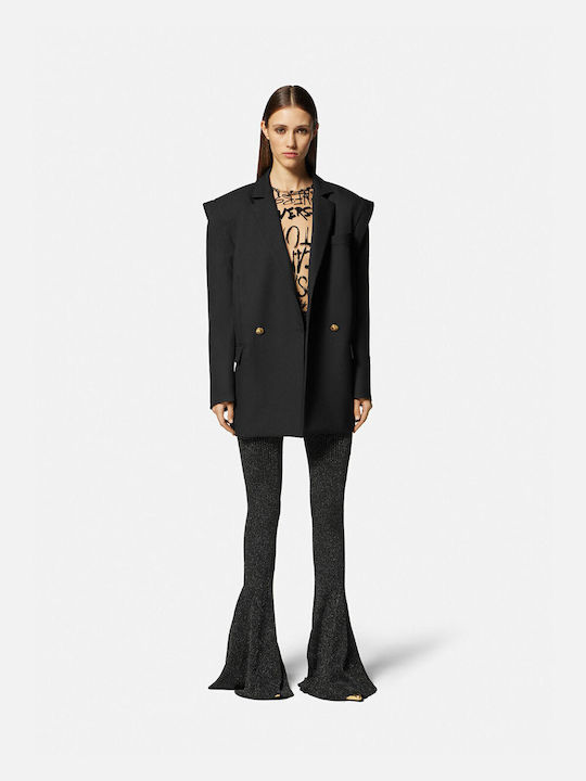 Versace Long Sleeve Bodysuit with Mesh Beige