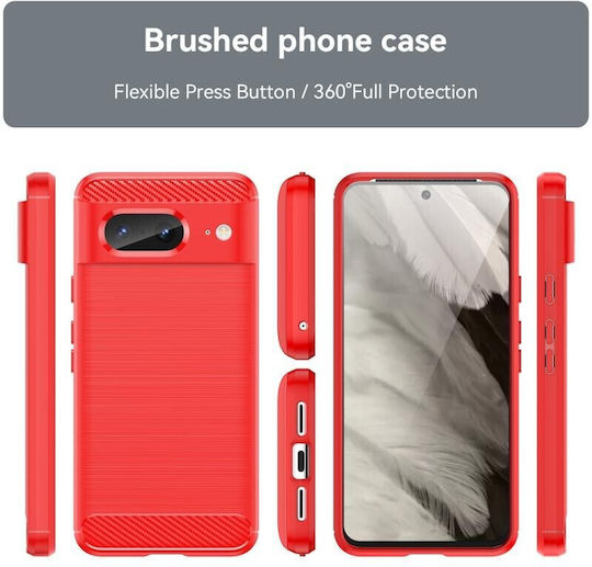 Brushed Carbon Back Cover Σιλικόνης Κόκκινο (Google Pixel 8)