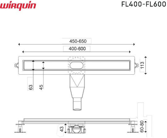 Wirquin Stainless Steel Channel Shower Gold