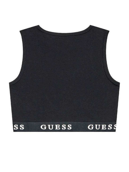 Guess Kinder Crop Top Ärmellos Schwarz