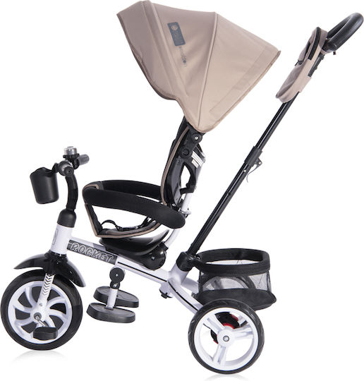 Lorelli Rocket Kids Tricycle Convertible, With Storage Basket, Sunshade & Push Handle for 1.5+ Years Beige