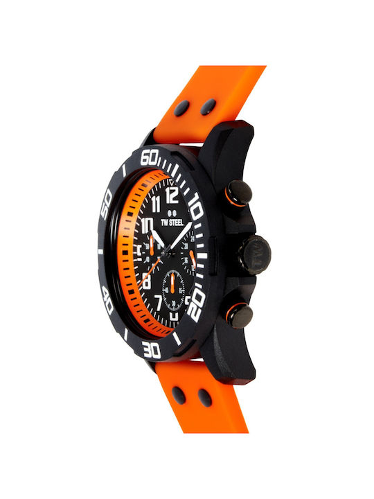 TW Steel Uhr Chronograph Batterie mit Orange Kautschukarmband