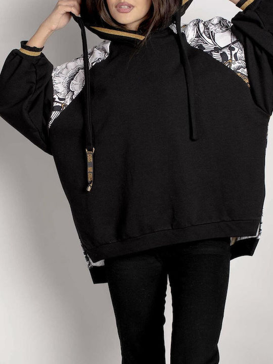 Oversized Sweatshirt With Print - Black WE COSS