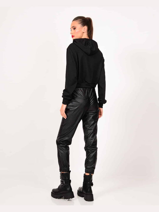 Kunstlederhose mit elastischen Bündchen - Schwarz - 00347 WE COSS