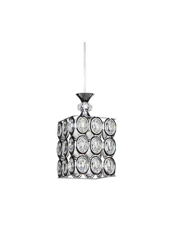 Keskor Pendant Light Silver with Crystals for Socket E27 15x15x27cm
