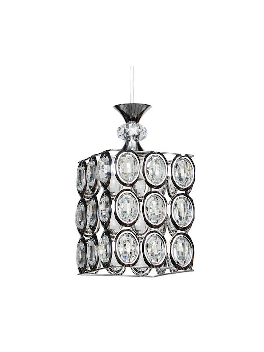 Keskor Pendant Light Silver with Crystals for Socket E27 15x15x27cm