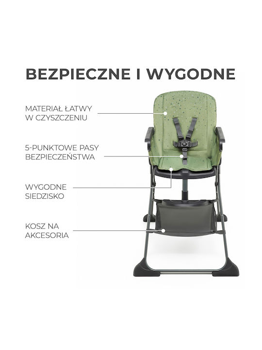 Kinderkraft Foldee Foldable Baby Highchair with Adjustable Height Green