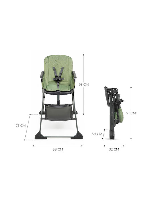 Kinderkraft Foldee Foldable Baby Highchair with Adjustable Height Green