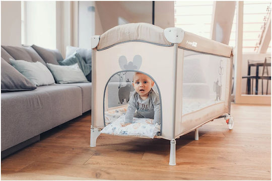 FreeOn Balloon Laufstall mit Matratze Beige 125x65cm