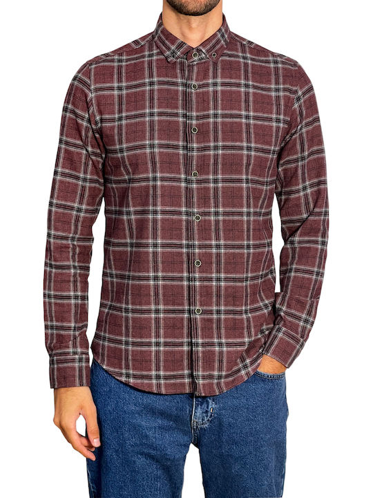 Blue River Men's Shirt Long Sleeve BORDO