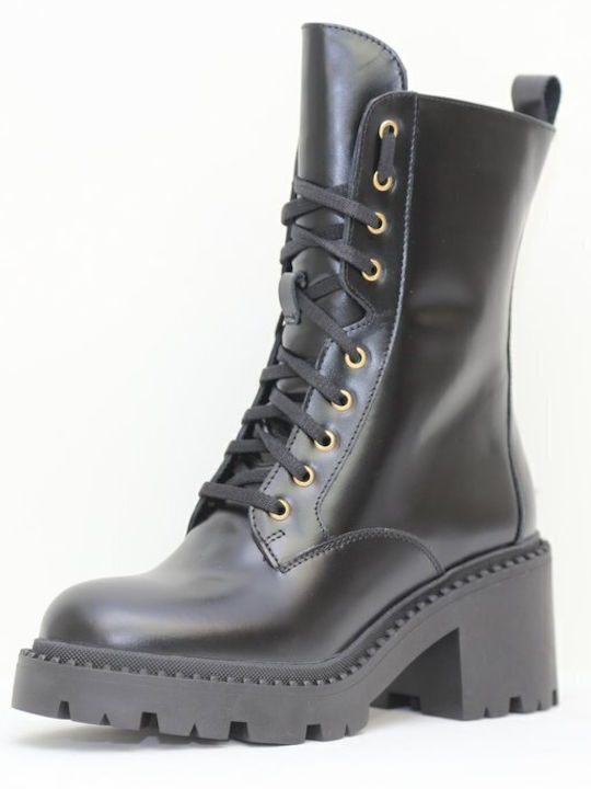 Leder Stiefeletten Damen Schwarz