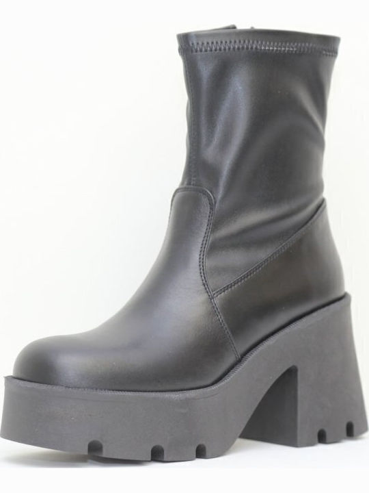 Leder Stiefeletten Damen Schwarz