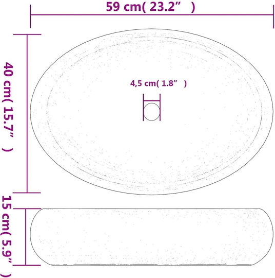 vidaXL Aufgesetztes Waschbecken Keramik 59x40x15cm Coffee