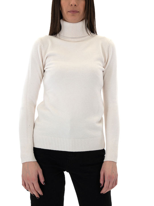 Matchbox Long-sleeved Women's Pullover Turtleneck ΕΚΡΟΥ