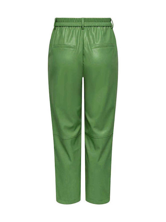 Only Hw Women's Leather Trousers Green Bee