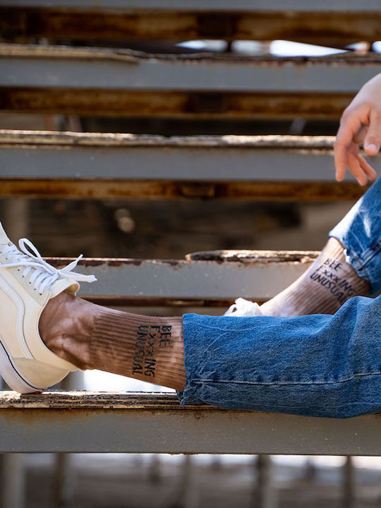 Bee. Unusual. Bee Fxxxing Unusual "tie Dye Issue" Κάλτσες Off White - Light Brown