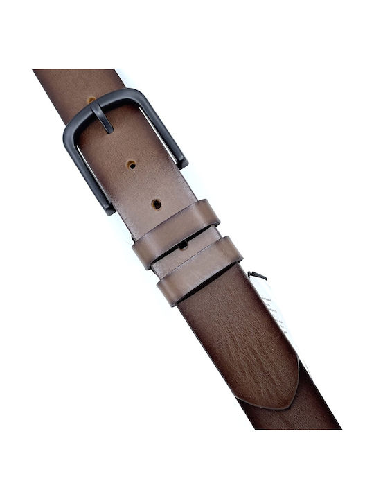 Wide Men's Belt Leather Brown L-101-A BROWN