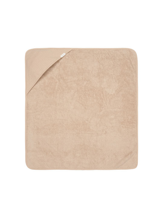 Little Dutch Βρεφική Κάπα-Μπουρνούζι με Κουκούλα Pure Beige 75x75εκ.