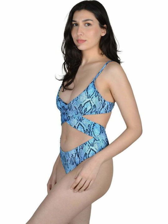 One-Piece Swimsuit with Cutouts Animal Print Multicolor