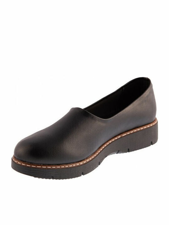 Γυναικεία Slip-On Δερμάτινα Μαύρα