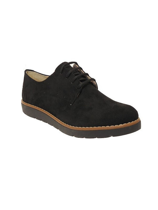 Zizel Suede Γυναικεία Oxfords σε Μαύρο Χρώμα