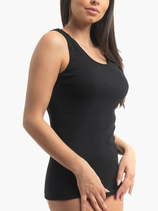 A.A UNDERWEAR Women's Cotton T-Shirt with Spaghetti Strap Black 2Pack