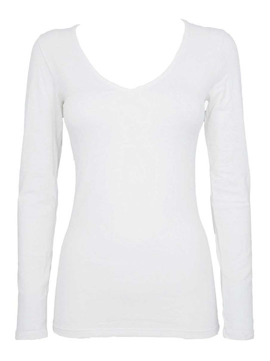 Cotonella Women's Long Sleeve Cotton T-Shirt White