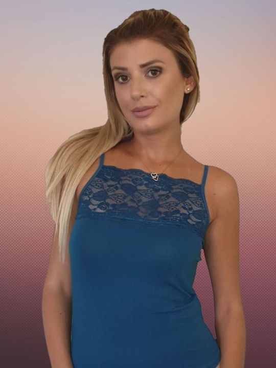 Mit Spaghetti-Träger Blau Damen T-Shirt