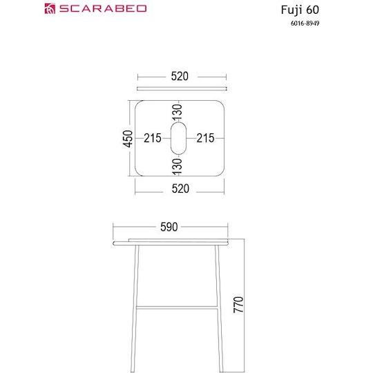 Scarabeo Fuji 60 Blat fără Lavoar L59xW45xH77cm Rovere
