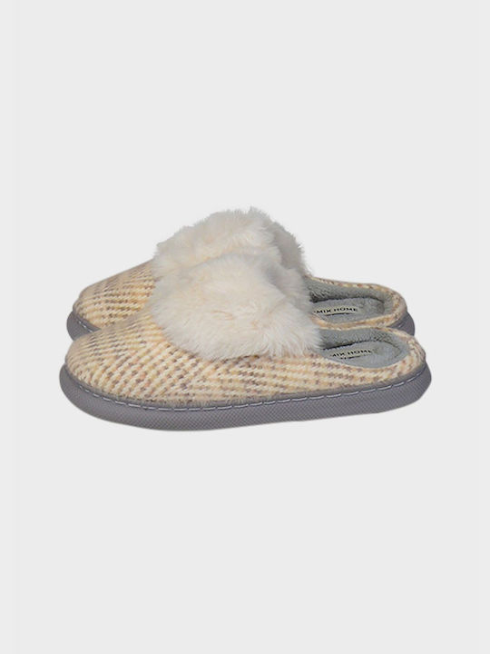 G Secret Winter Women's Slippers with fur in Gray color