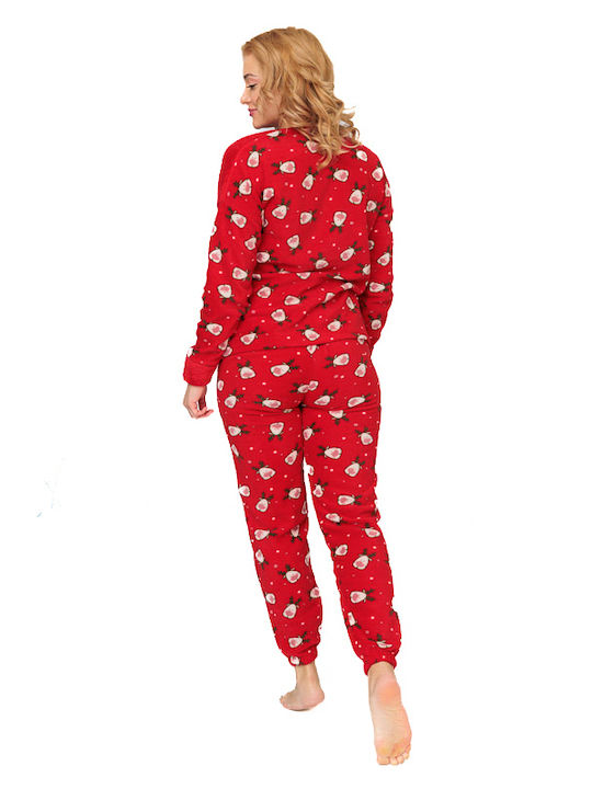 SNC Homewear Winter Women's Pyjama Set Fleece Red