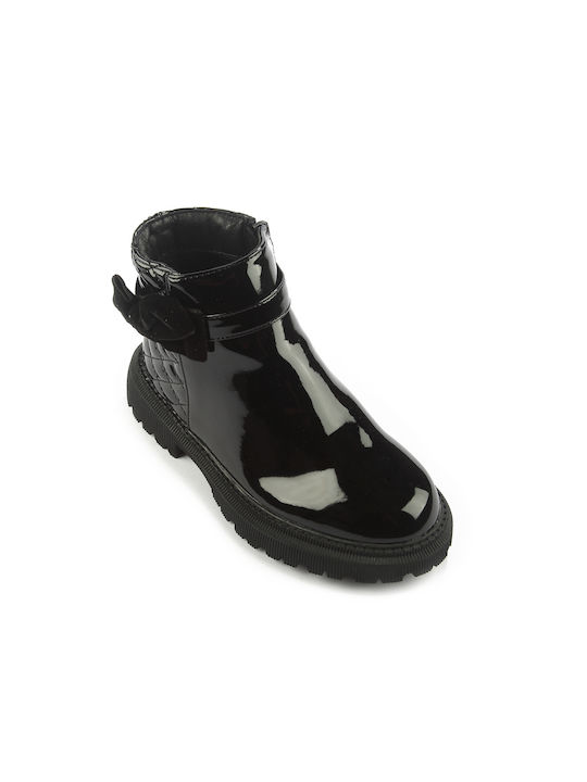 Fshoes Fshoes Kids Patent Leather Boots with Zipper Black