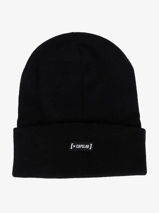 Capslab Beanie Unisex Σκούφος Πλεκτός σε Μαύρο χρώμα