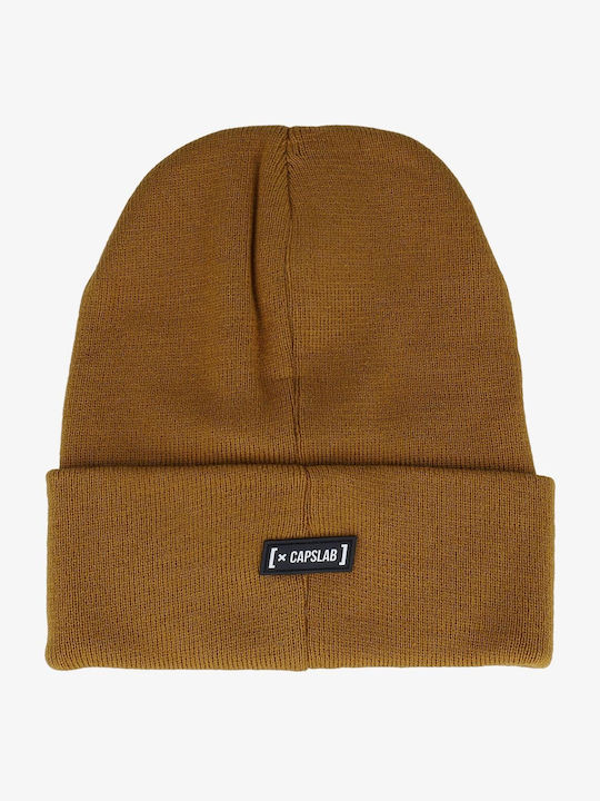 Capslab Beanie Unisex Σκούφος Πλεκτός σε Καφέ χρώμα