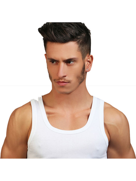 Tricou de corp pentru bărbați fără mâneci alb