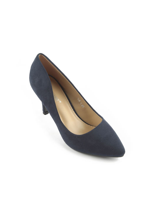 Fshoes Suede Pointed Toe Blue Medium Heels