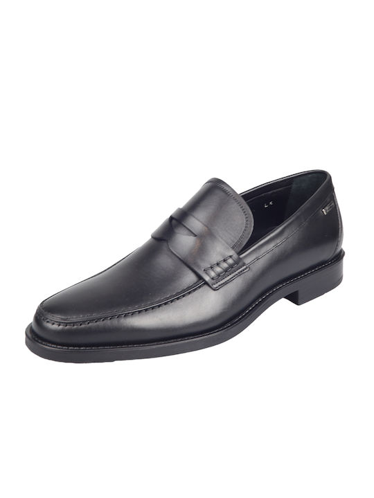 GK Uomo 7625 Δερμάτινα Ανδρικά Loafers σε Μαύρο Χρώμα