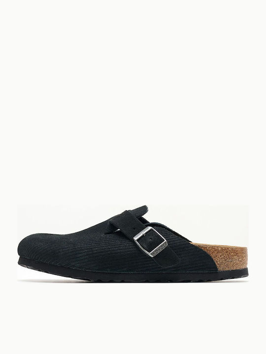 Birkenstock Classic Boston Vl Anatomical Leather Slippers Black
