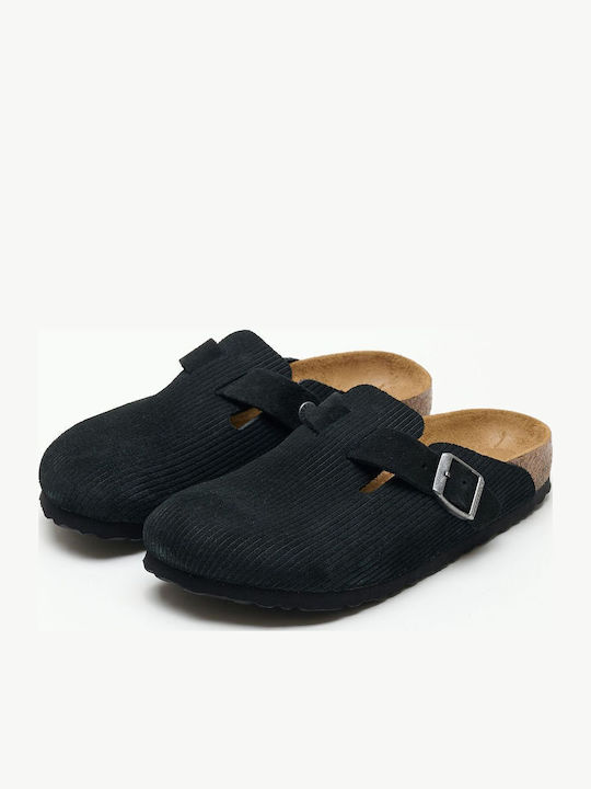 Classic Boston Vl Anatomical Leather Women's Slippers Black Narrow Fit