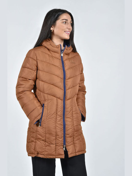 Castor Women's Short Puffer Jacket Double Sided Waterproof and Windproof for Spring or Autumn WATERPROOF (ADIVROCHO)