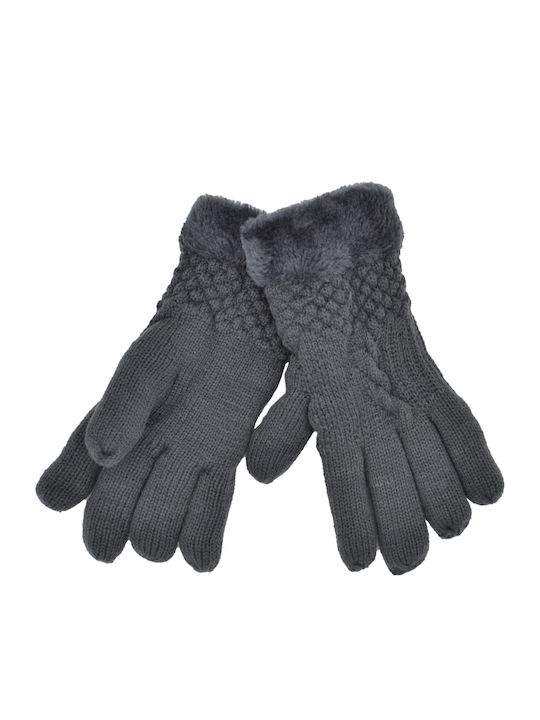 Women's Knitted Gloves with Fur Black