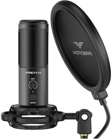 Preyon Buzzard Scream Комплект Δυναμικό Микрофон 3.5mm Настолен компютър, с амортисьори за Вокали в Черен Цвят