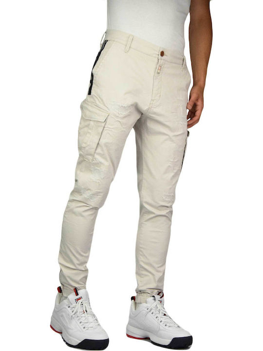 Cover Jeans Ανδρικό Παντελόνι Cargo Ελαστικό σε Slim Εφαρμογή Beige