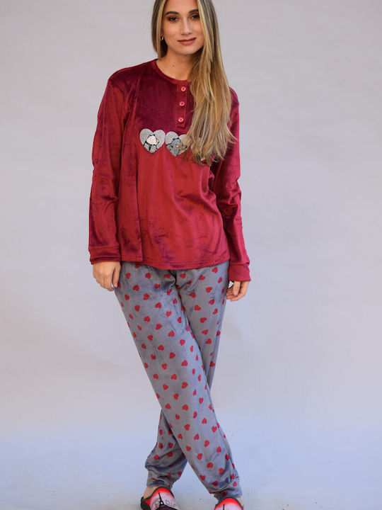 Caress Winter Women's Pyjama Set Burgundy