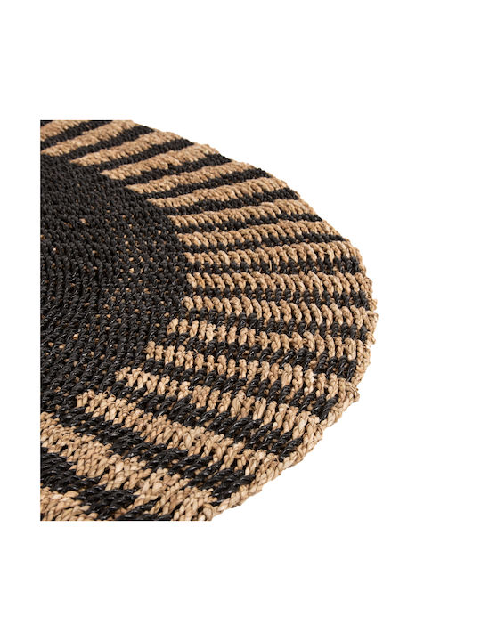InTheBox Seagrass Teppich Rund Synthetisch,Polyester/Cotton/Leather Black-Natural