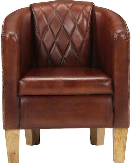 Sessel aus echtem Leder Coffee 58x54x70cm